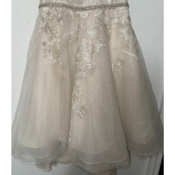 David Bridal DB Girl 2T Dress Lace Embroidered Rhinestone Beaded Wedding Formal - Picture 6 of 16